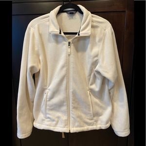 Lands’ End size medium creamy white full zip fleece jacket